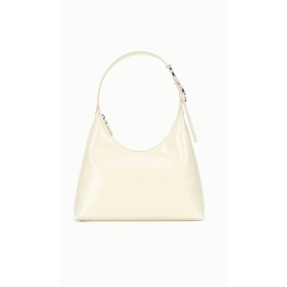 Staud NEW Cream Polished Leather Scotty Bag, Signature S Logo